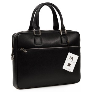 Servieta din piele naturala safiano laptop 15" DiAmanti Tivoli Neagra